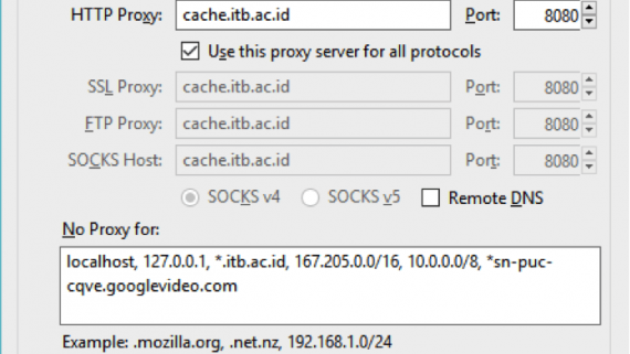 Setting Proxy Google Cache ITB